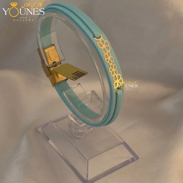 دستبند طلا زنانه چرم گل L555